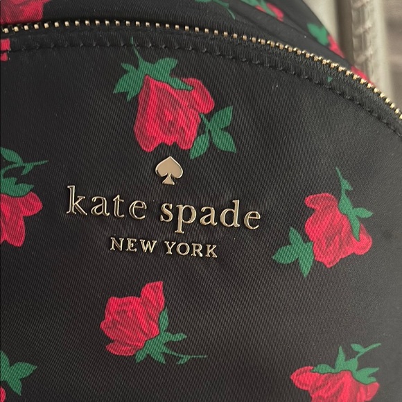NWT Kate Spade Black Backpack with Red Floral Design nwt - Picture 2 of 4
